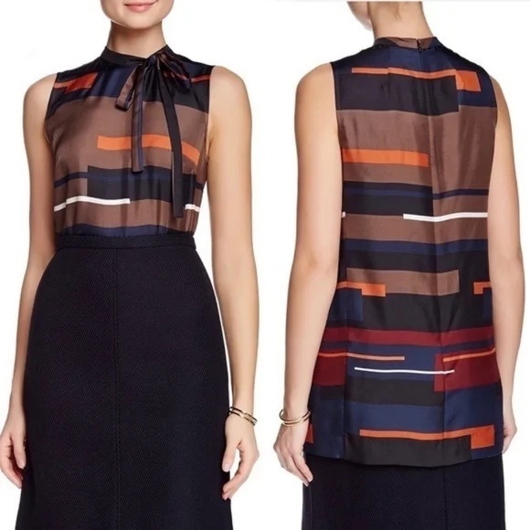 Theory Nitee Printed 100% Silk Sleeveless Tunic Top N263-39 - Picture 2 of 8